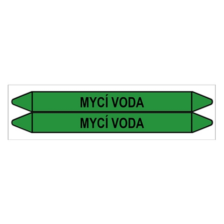 Značení potrubí, mycí voda,2 ks, 450 × 52 mm